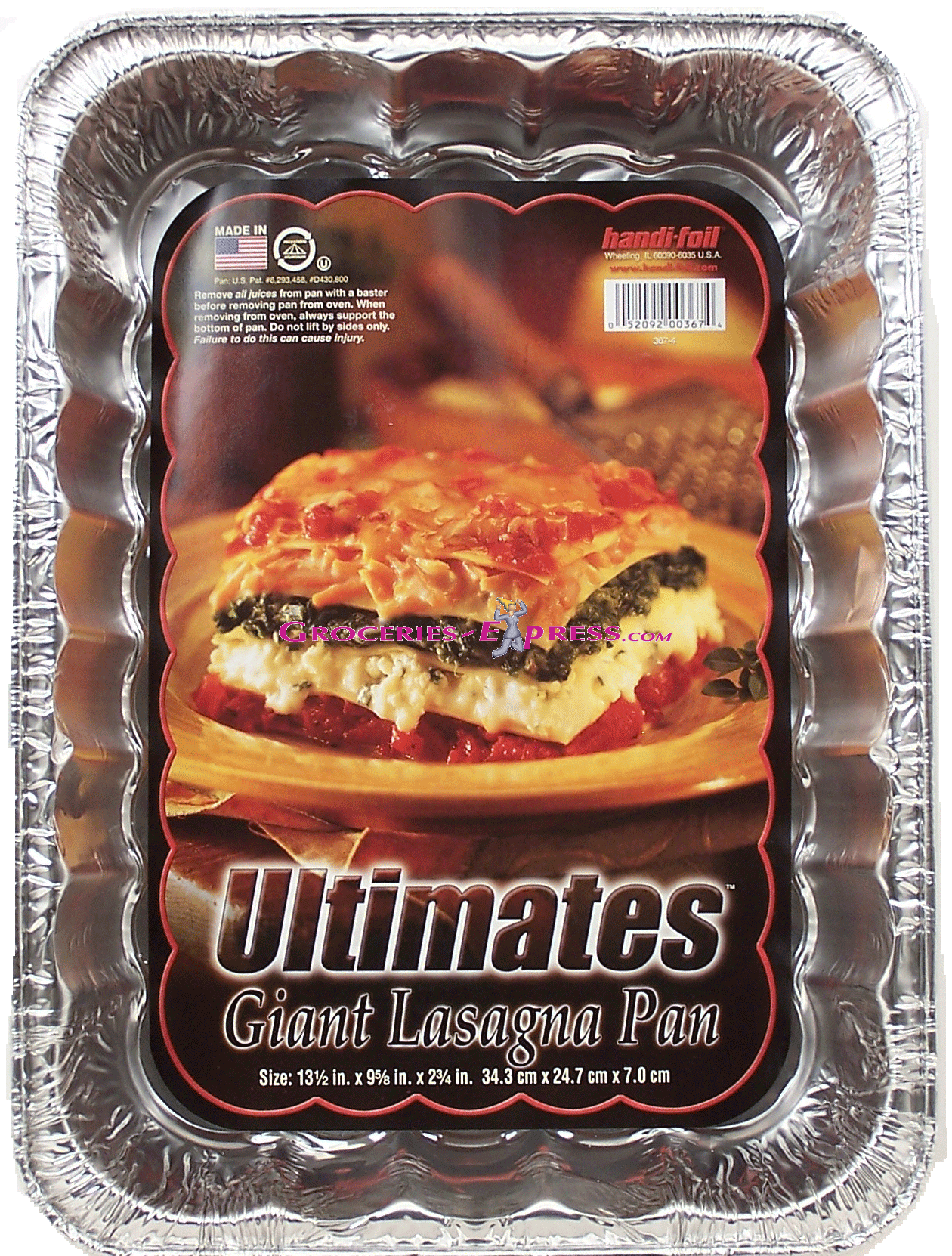 Handi-foil Ultimates giant lasagna pan, size 13 1/2in x 9 5/8in x 2 3/4in Full-Size Picture